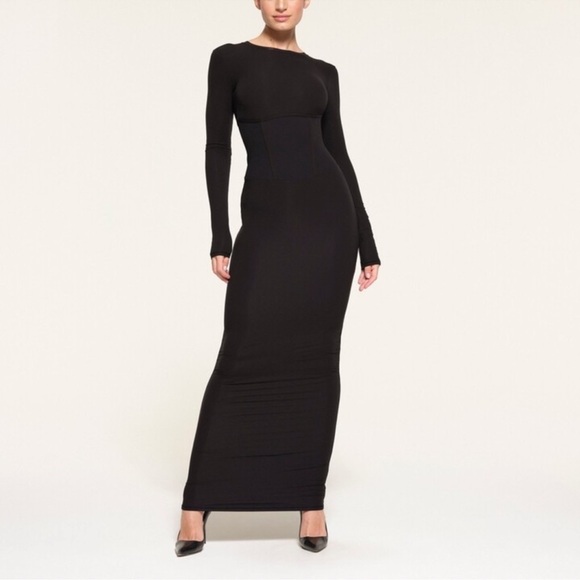 SKIMS Dresses & Skirts - Skims Women's Fits Everybody Dress Corset Hook Latch Size XL Black Sexy Maxi